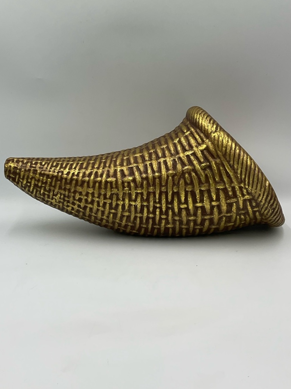 Roman Inc Gold & Orange Ceramic Cornucopia Horn Of Plenty Centerpiece